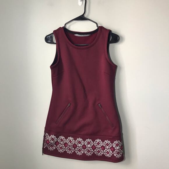Athleta hot when you’re not cranberry red tank dress fleece lined floral hem xxs - Picture 1 of 9